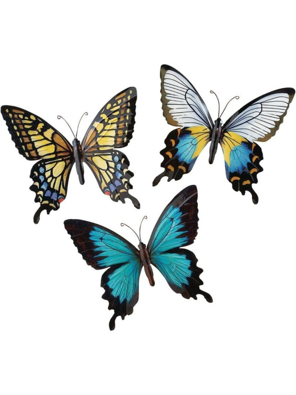 Metal Butterfly Wall Art Set of 3 - Garden Insect Décor for Home & Patio